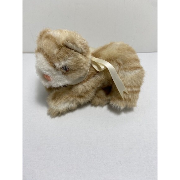 Vintage Unbranded Orange Tiger Kitten Plush  Small Hands Stuffed Animal 5.5 in - Picture 2 of 6